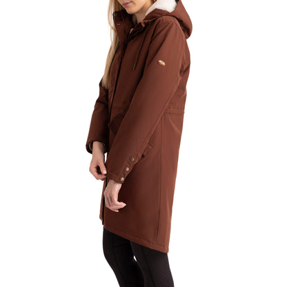 Vailsom Womens Longer Length Padded Fleece Lined Waterproof Jacket in Chestnut