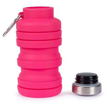 Vavo Folded Silicone Bottle With Carabineer 0.5L in Flamingo