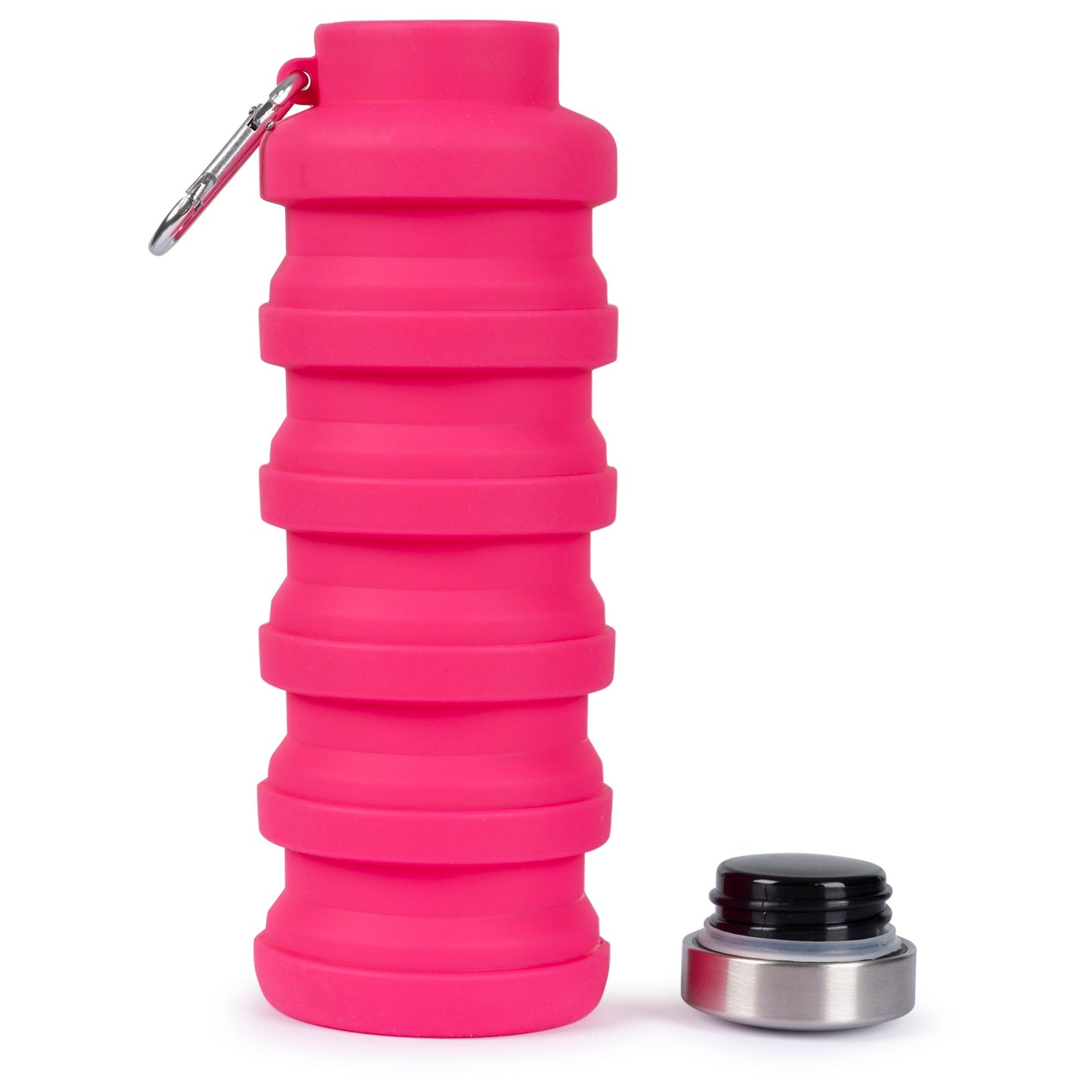 Vavo Folded Silicone Bottle With Carabineer 0.5L in Flamingo