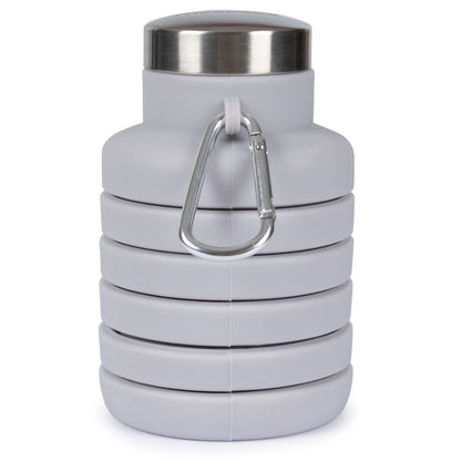 Vavo Folded Silicone Bottle With Carabineer 0.5L in Platinum