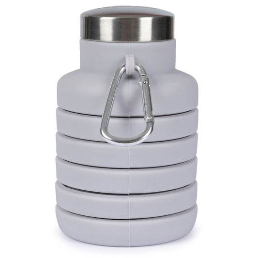 Vavo Folded Silicone Bottle With Carabineer 0.5L in Platinum