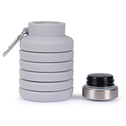 Vavo Folded Silicone Bottle With Carabineer 0.5L in Platinum