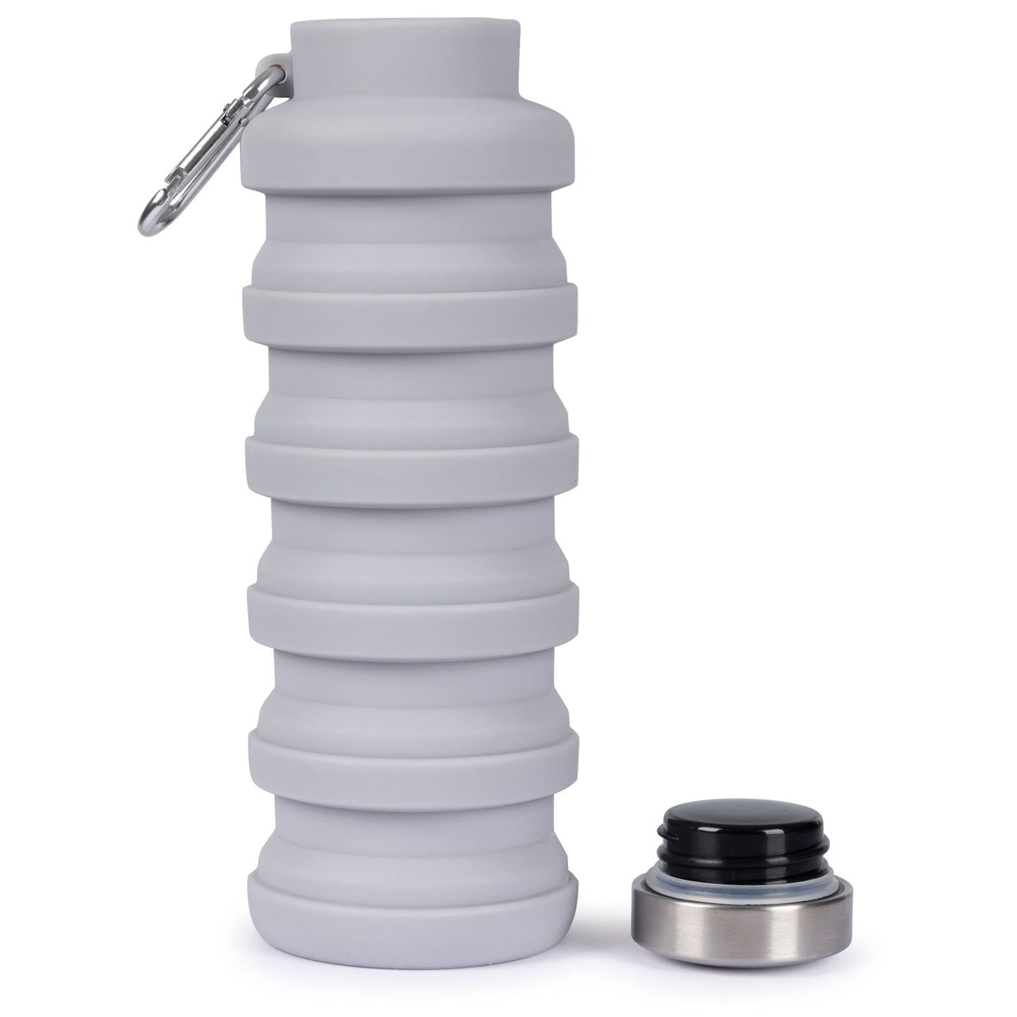 Vavo Folded Silicone Bottle With Carabineer 0.5L in Platinum
