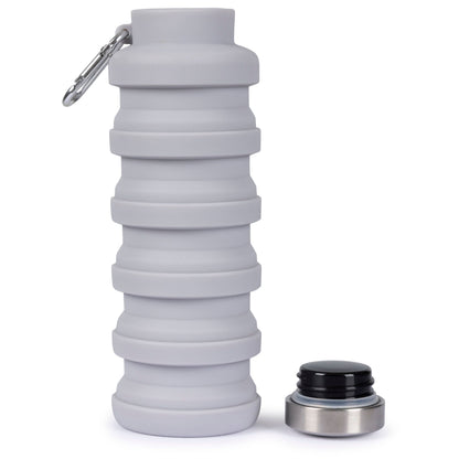 Vavo Folded Silicone Bottle With Carabineer 0.5L in Platinum