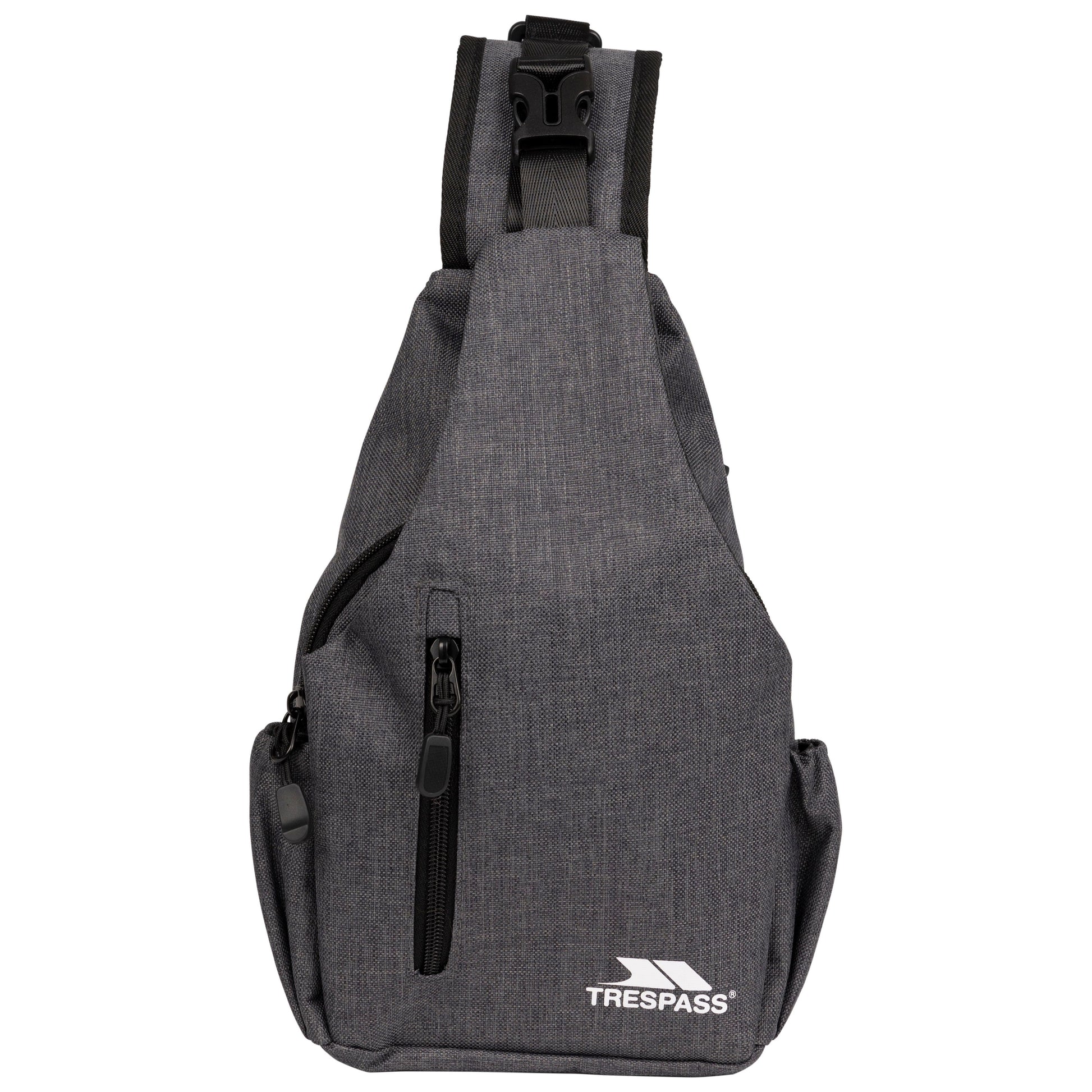 Gray sling bag with Trespass logo on a white background