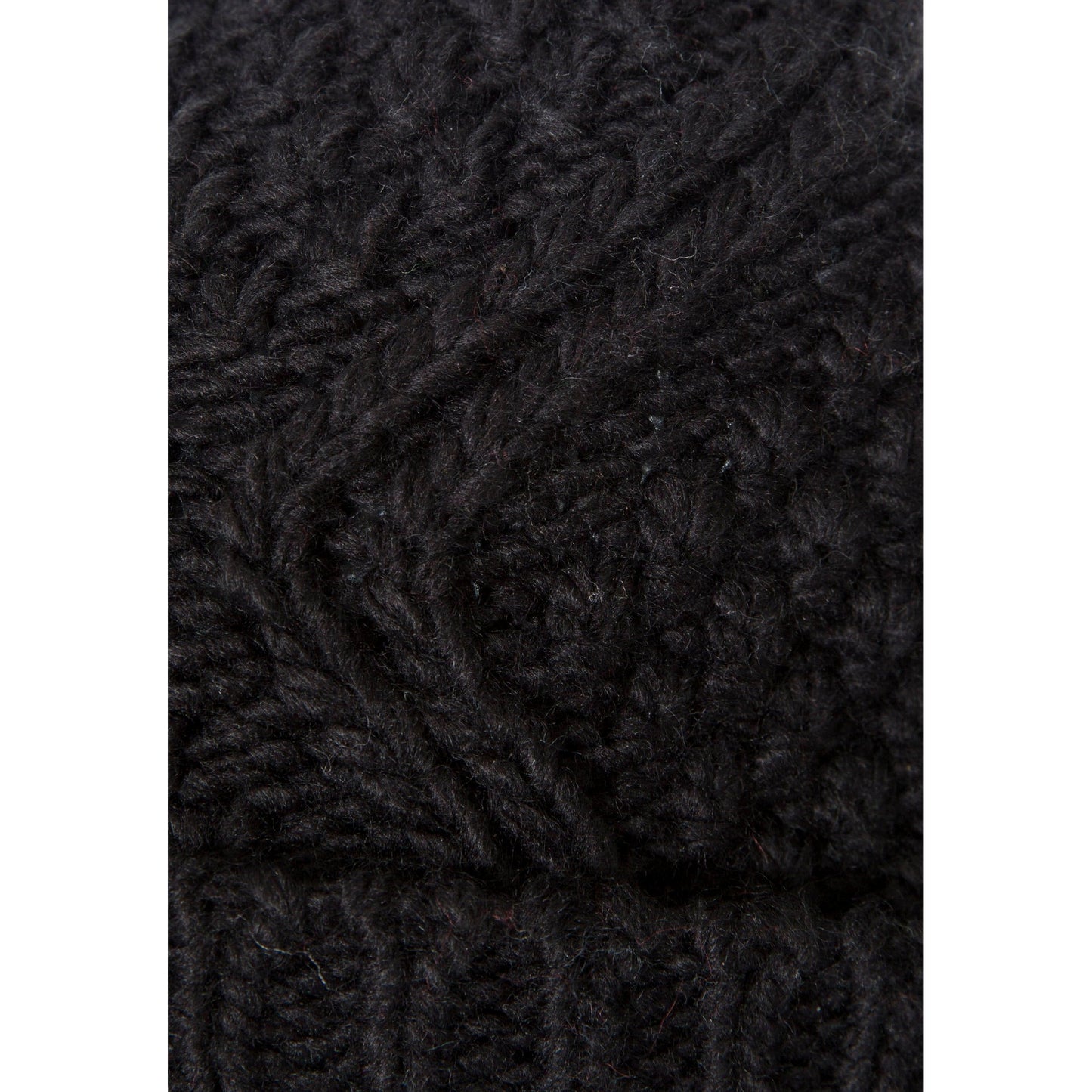 Zyra Women's Knitted Bobble Hat in Black with Fleece Lining