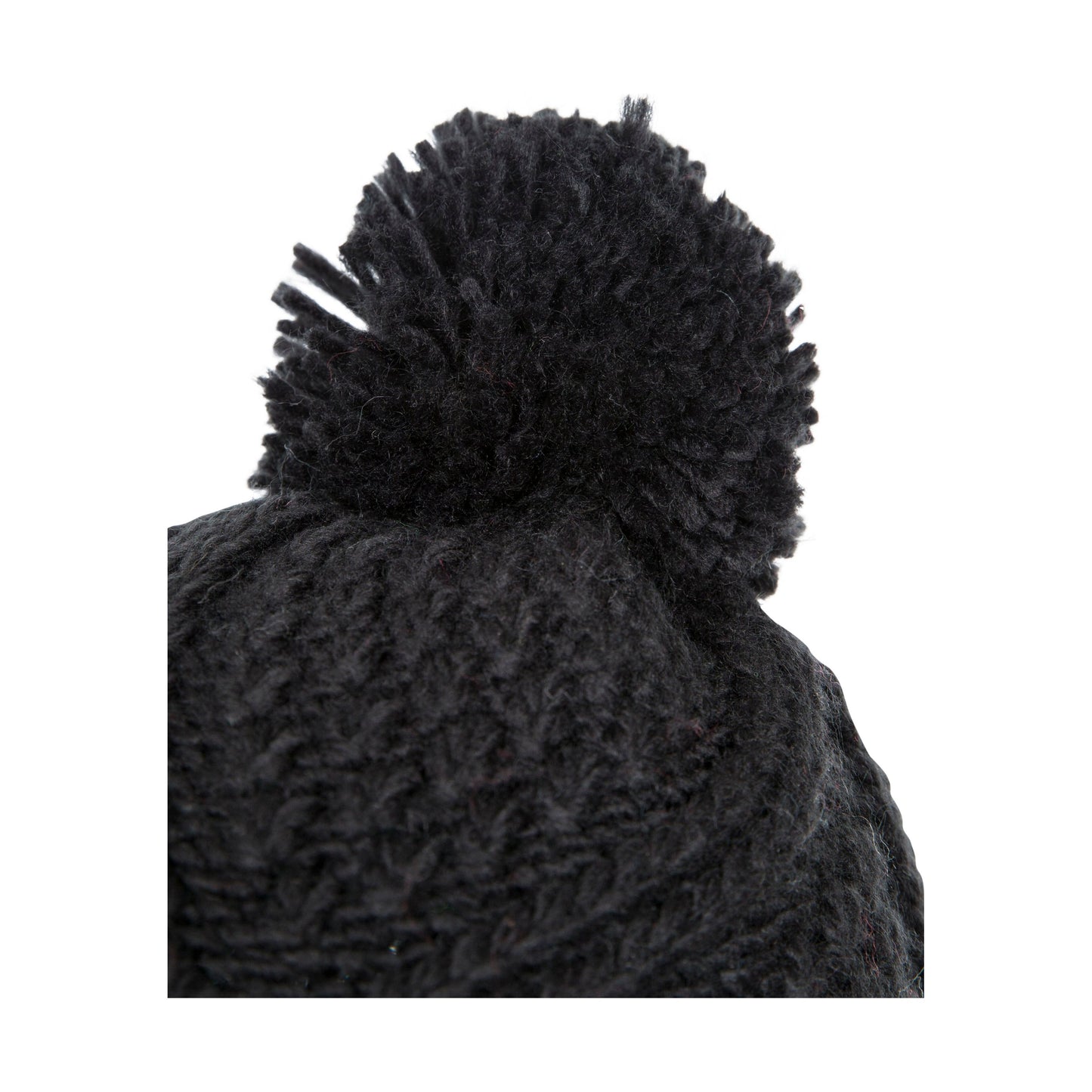 Zyra Women's Knitted Bobble Hat in Black with Fleece Lining