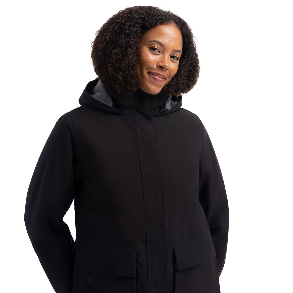 Abby Women's Long Padded Waterproof Coat in Black