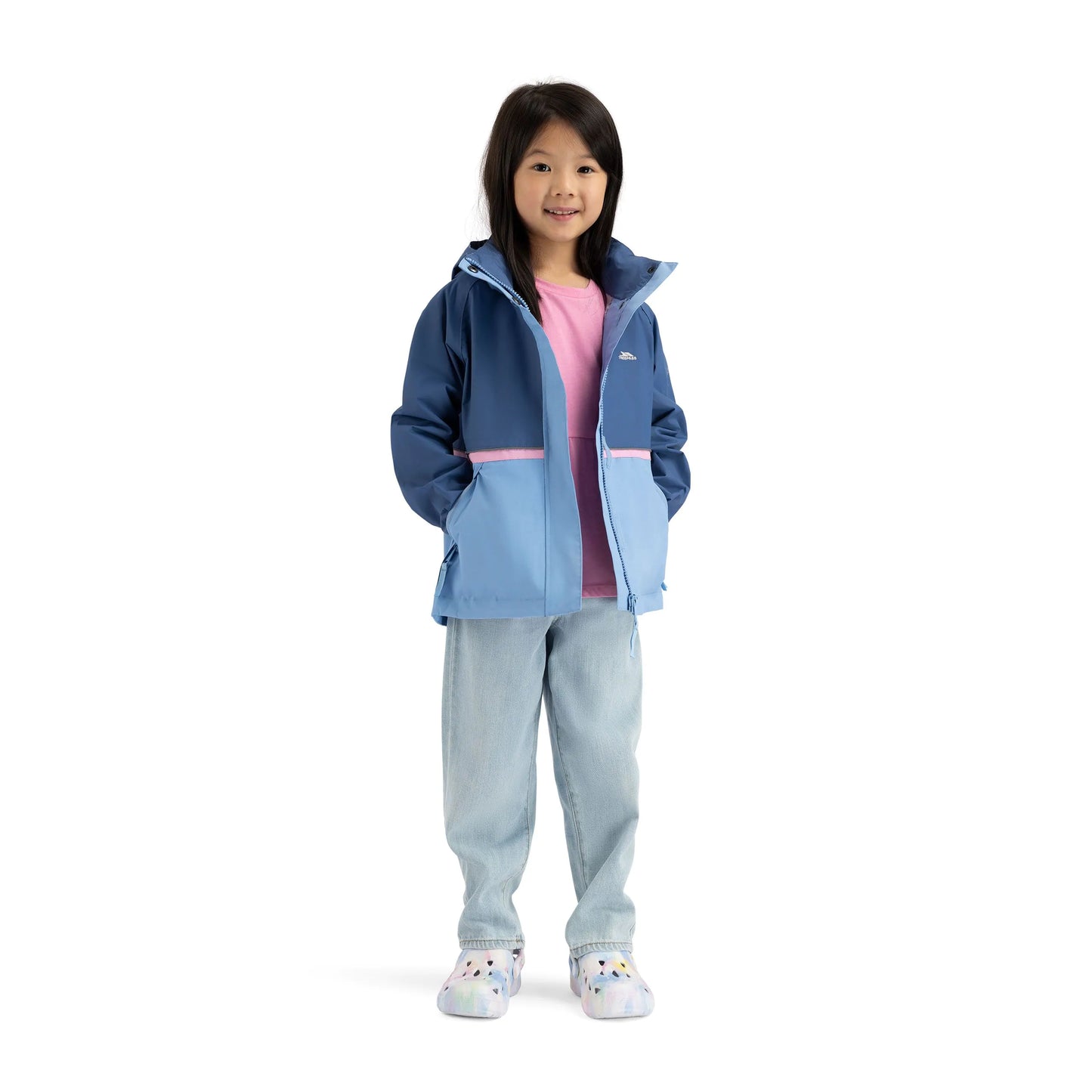 Allora Girls' Unpadded Waterproof Rain Jacket in Bluetone