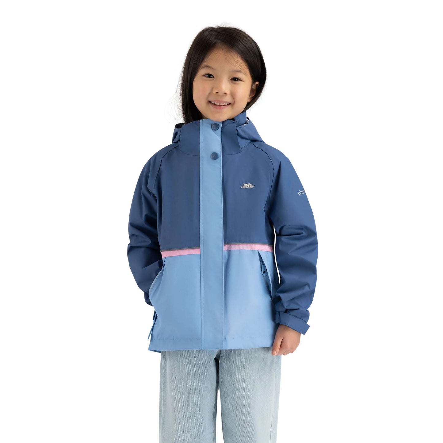 Allora Girls' Unpadded Waterproof Rain Jacket in Bluetone