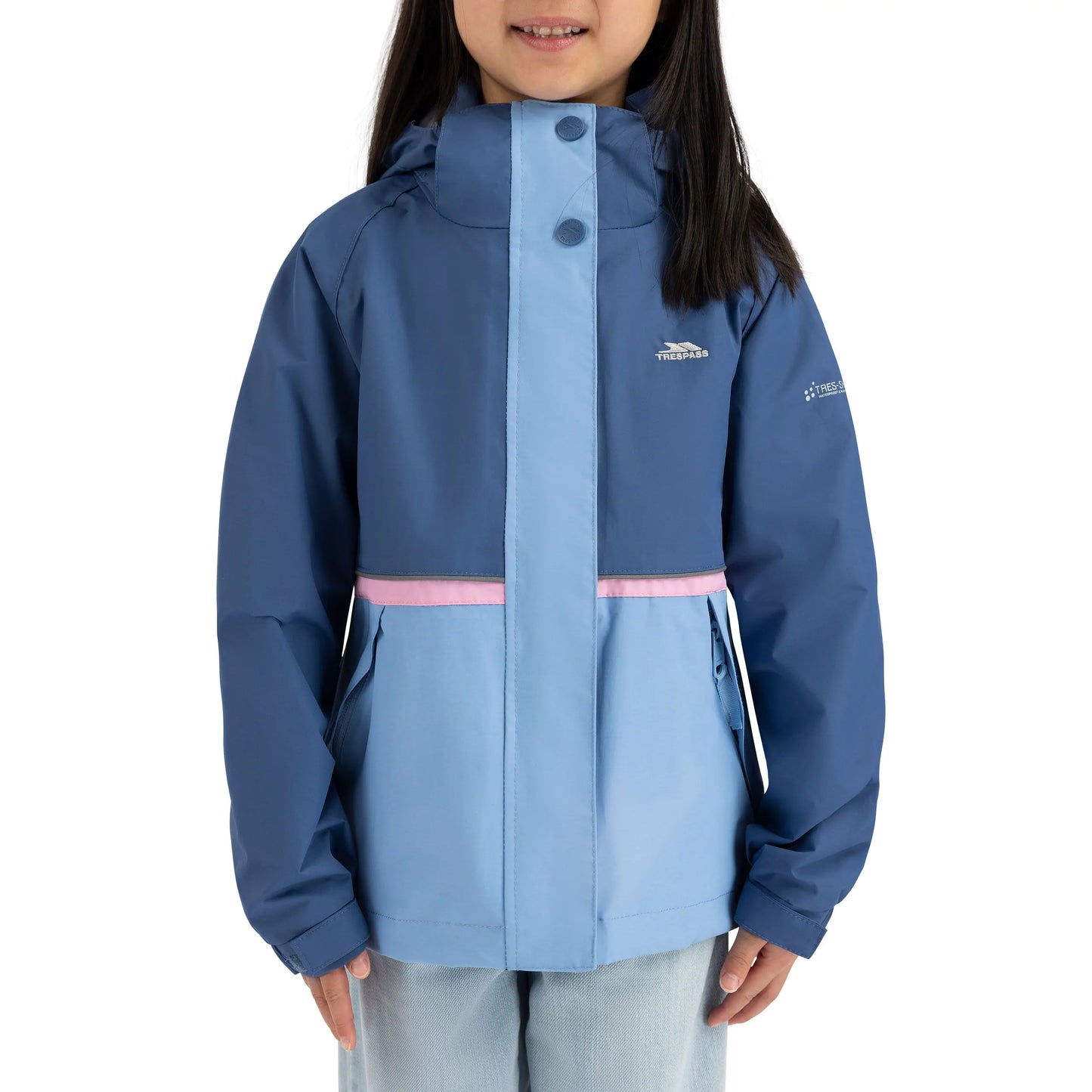 Allora Girls' Unpadded Waterproof Rain Jacket in Bluetone