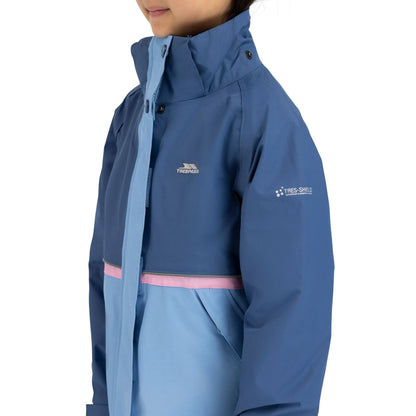 Allora Girls' Unpadded Waterproof Rain Jacket in Bluetone