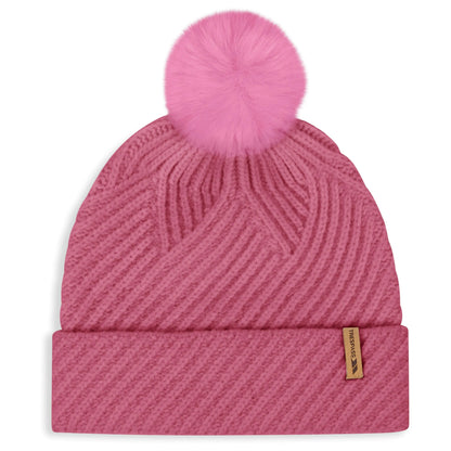 Anala Women's Knitted Bobble Hat in Faded Rose