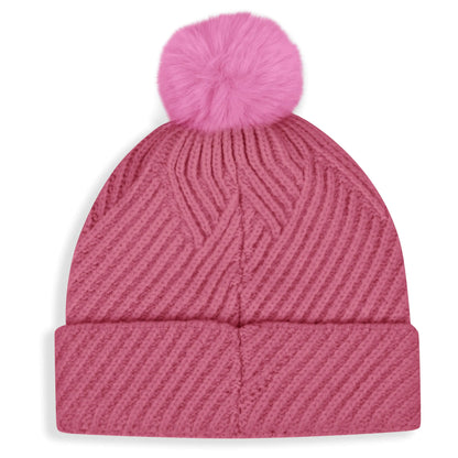 Anala Women's Knitted Bobble Hat in Faded Rose