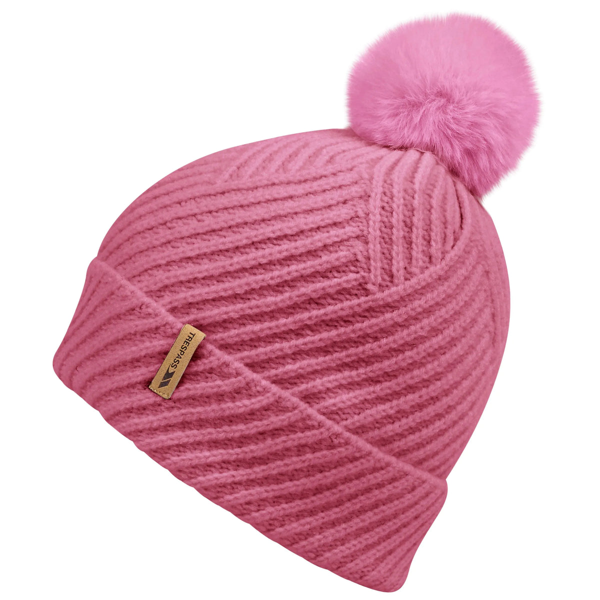 Anala Women's Knitted Bobble Hat in Faded Rose