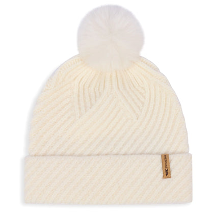 Anala Women's Knitted Bobble Hat in Ghost
