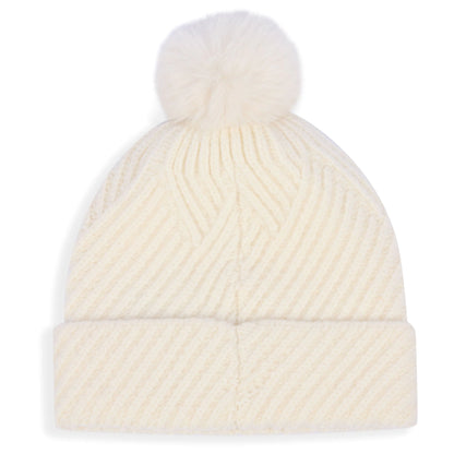 Anala Women's Knitted Bobble Hat in Ghost