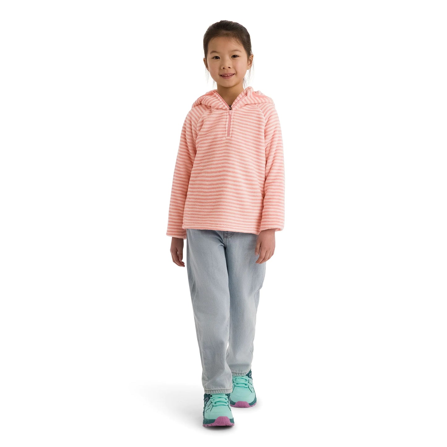 Axxton Girls 1/2 Zip Fleece in Baby Pink