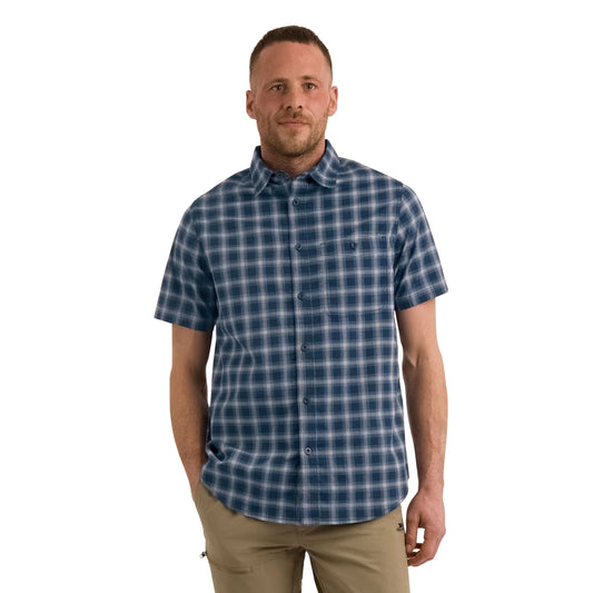 Barry Mens Casual Short Sleeve Shirt in Navy Check