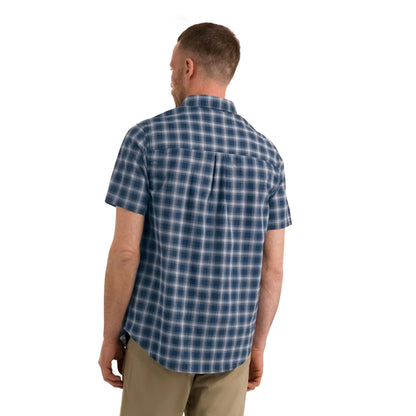 Barry Mens Casual Short Sleeve Shirt in Navy Check