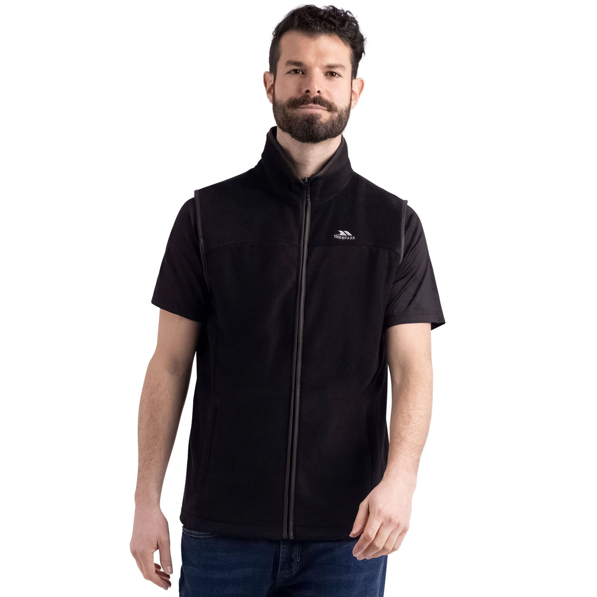 Bernary Mens Full Zip Fleece Gilet in Black