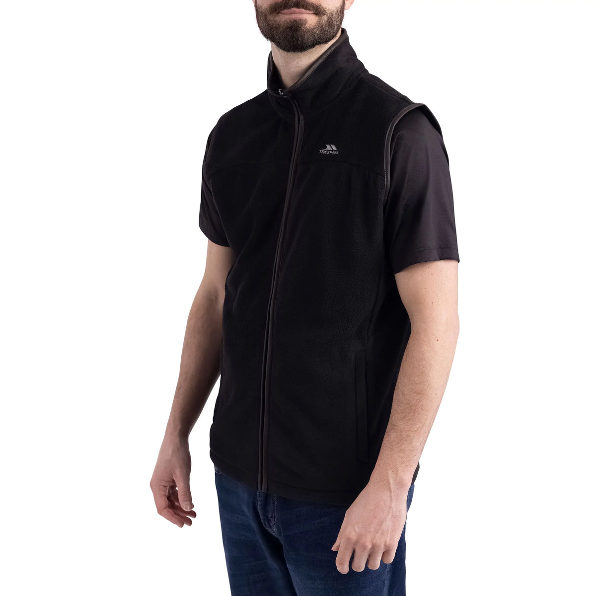 Bernary Mens Full Zip Fleece Gilet in Black