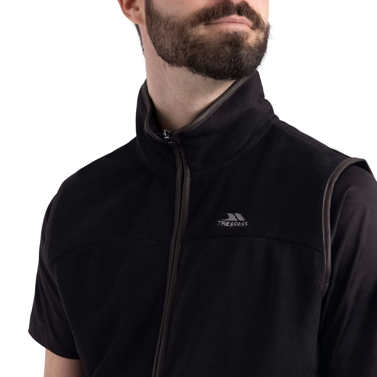 Bernary Mens Full Zip Fleece Gilet in Black