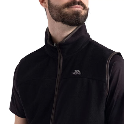 Bernary Mens Full Zip Fleece Gilet in Black