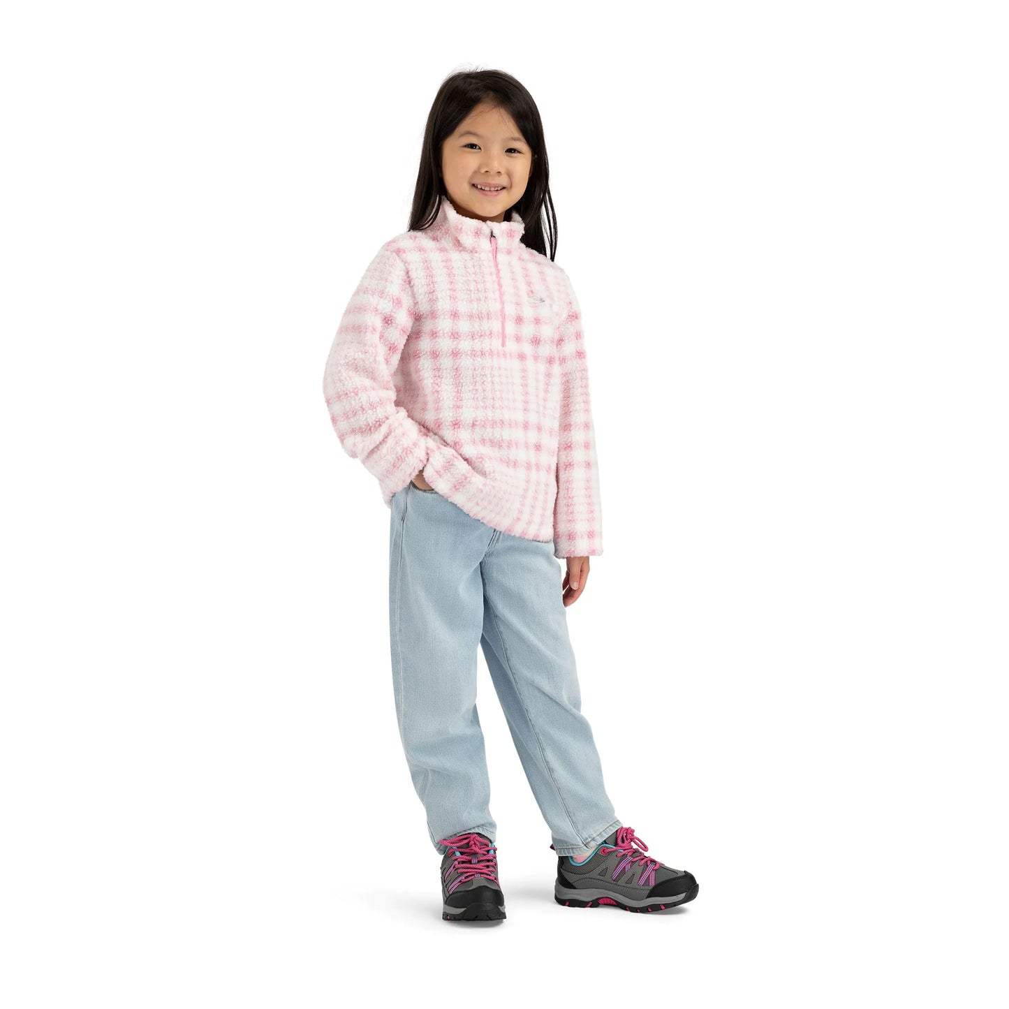 Booker Girls Half Zip Fleece in Sweet Pink