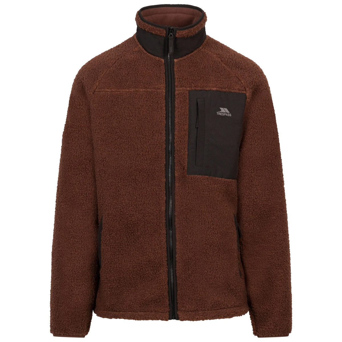 Brookes Men's Heavyweight Borg Fleece Jacket in Dark Brown