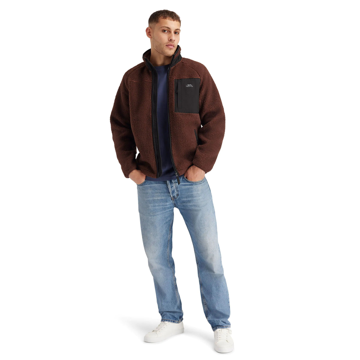 Brookes Men's Heavyweight Borg Fleece Jacket in Dark Brown