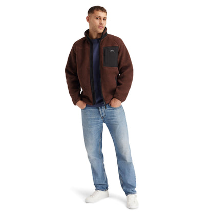 Brookes Men's Heavyweight Borg Fleece Jacket in Dark Brown