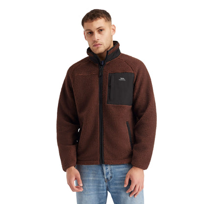 Brookes Men's Heavyweight Borg Fleece Jacket in Dark Brown