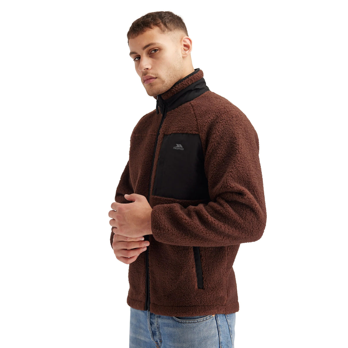 Brookes Men's Heavyweight Borg Fleece Jacket in Dark Brown