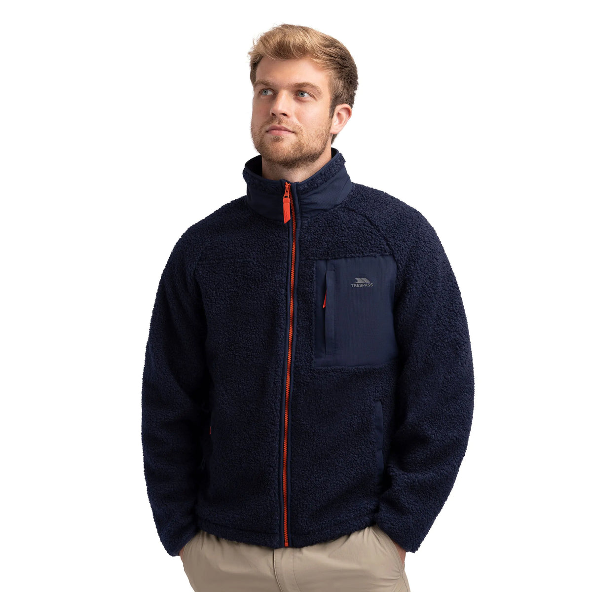 Brookes Men's Heavyweight Borg Fleece Jacket in Navy