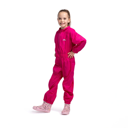 Button Waterproof Babies' & Childs' Unpadded Rain Suit in Pink