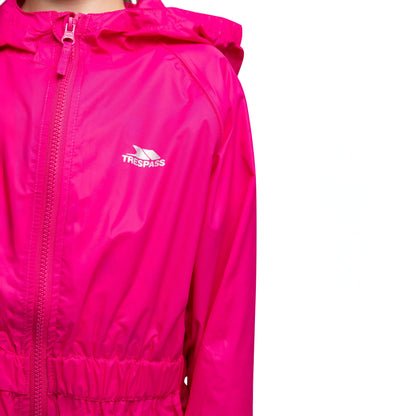 Button Waterproof Babies' & Childs' Unpadded Rain Suit in Pink