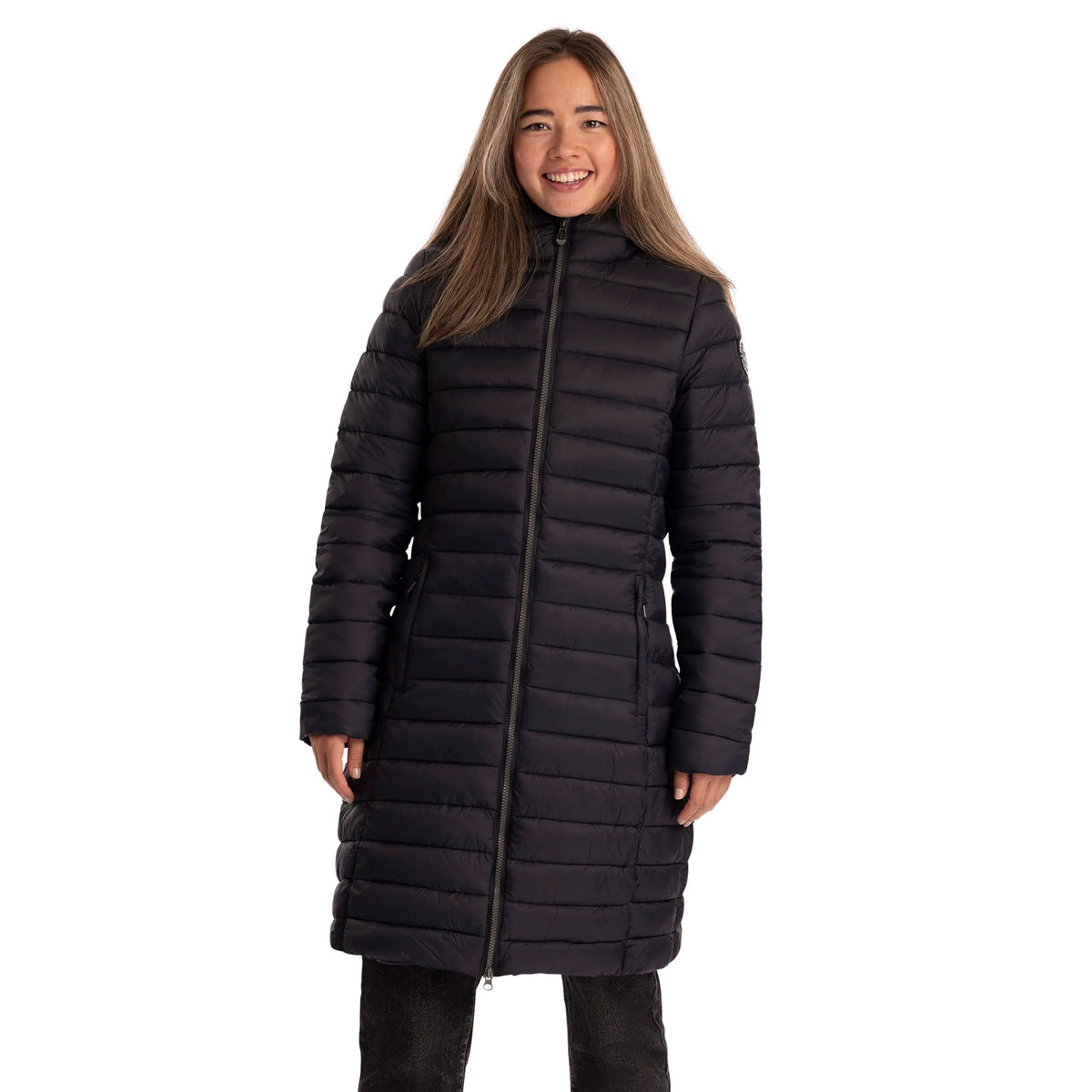Dorothea Women's Long Puffer Coat in Black