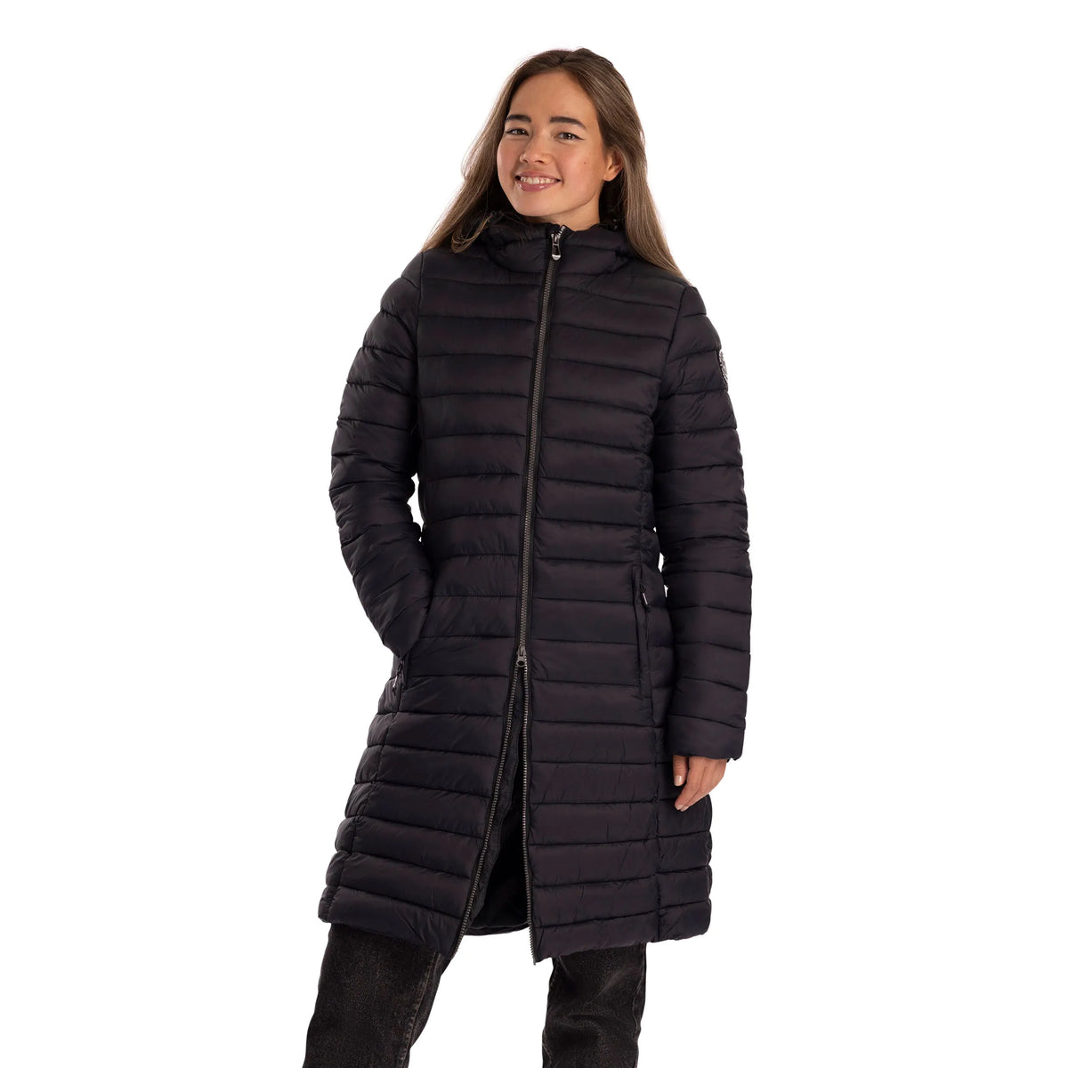 Dorothea Women's Long Puffer Coat in Black