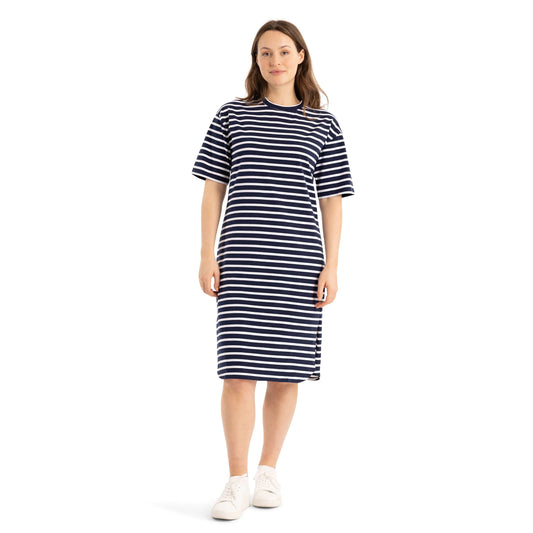 Elayna Womens Midi Dress in Navy Stripe