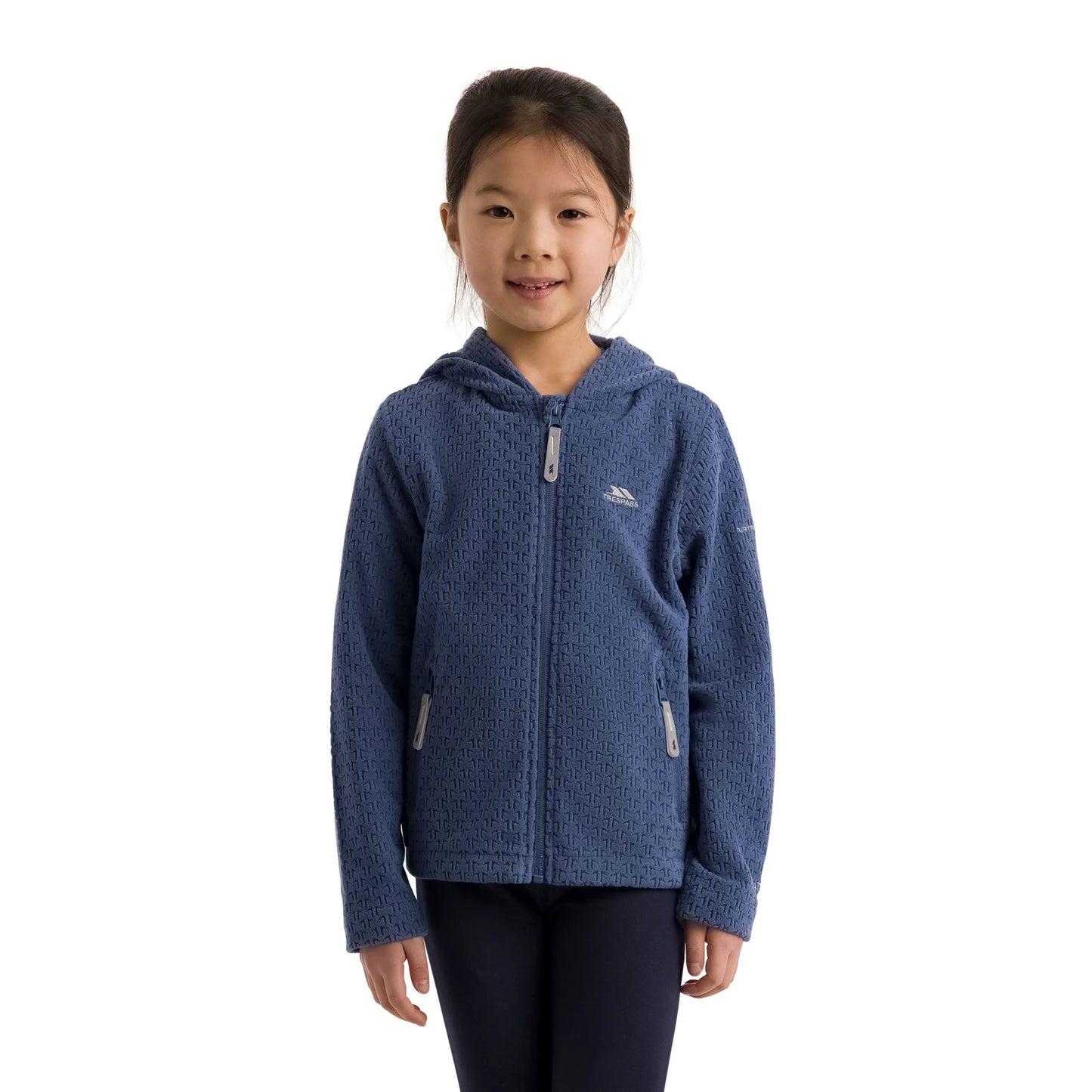 Everild Unisex Kids Full Zip Hooded Fleece in Bluetone