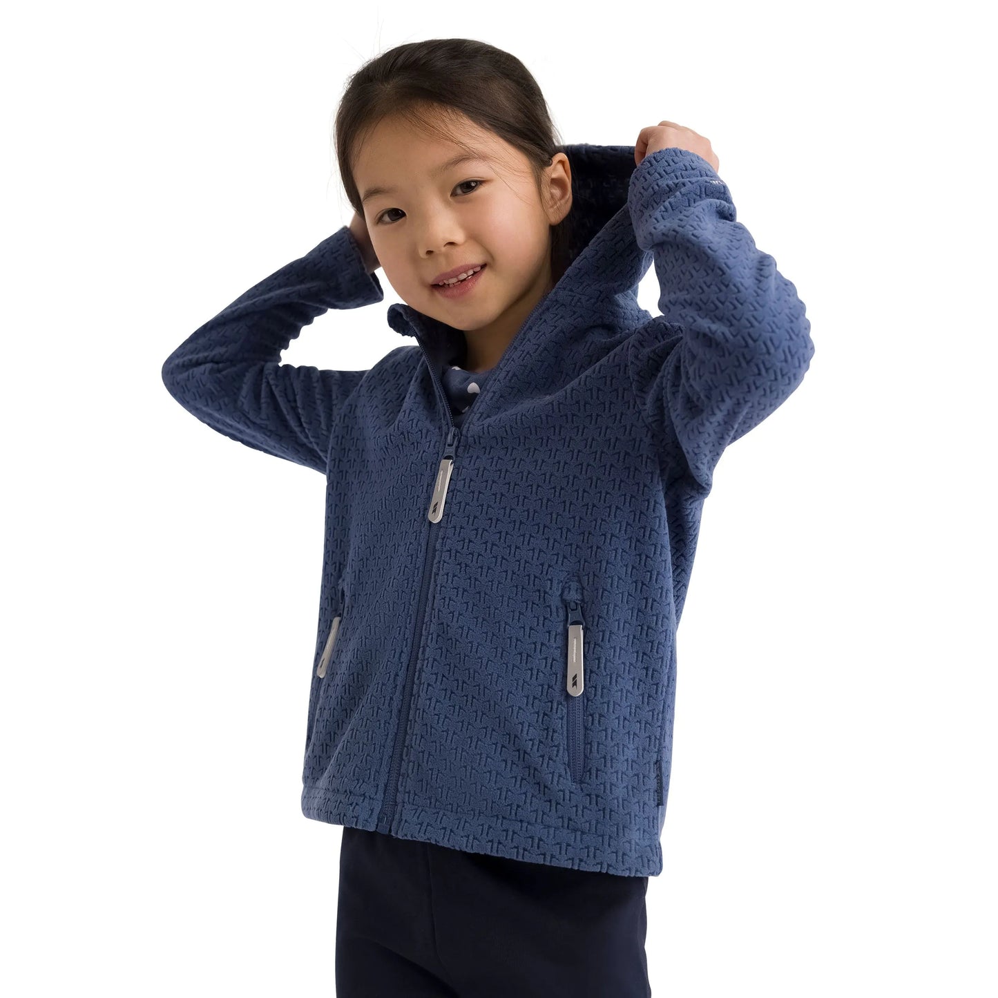 Everild Unisex Kids Full Zip Hooded Fleece in Bluetone