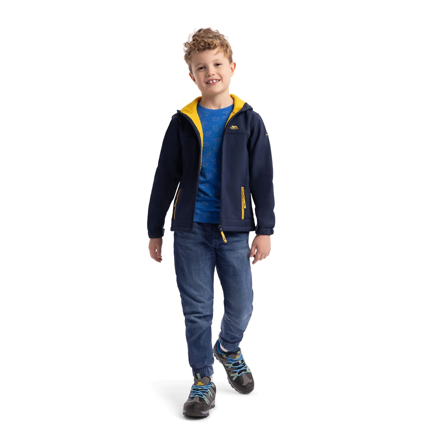 Faster Kids Casual Softshell Jacket in Navy / Sulphur