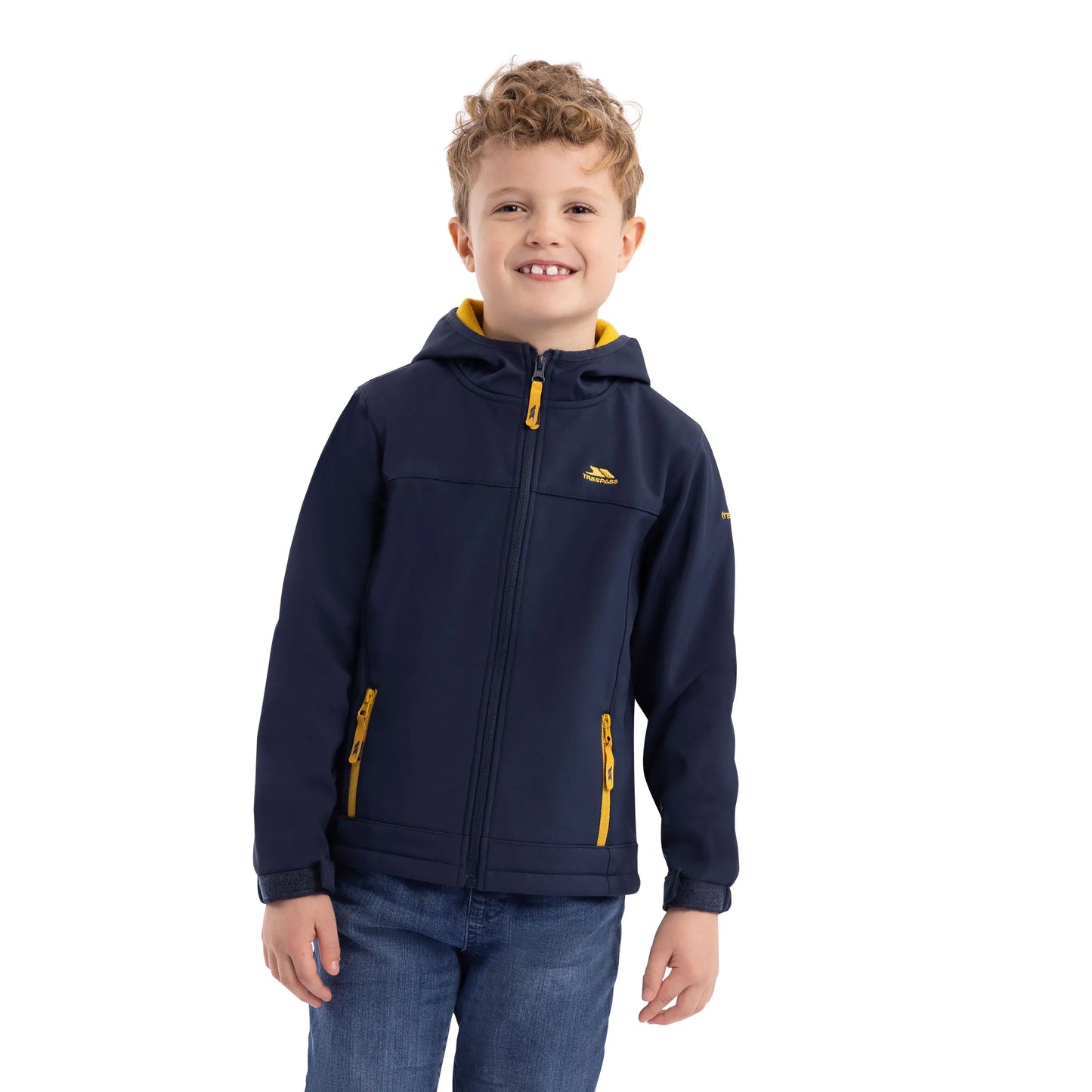 Faster Kids Casual Softshell Jacket in Navy / Sulphur