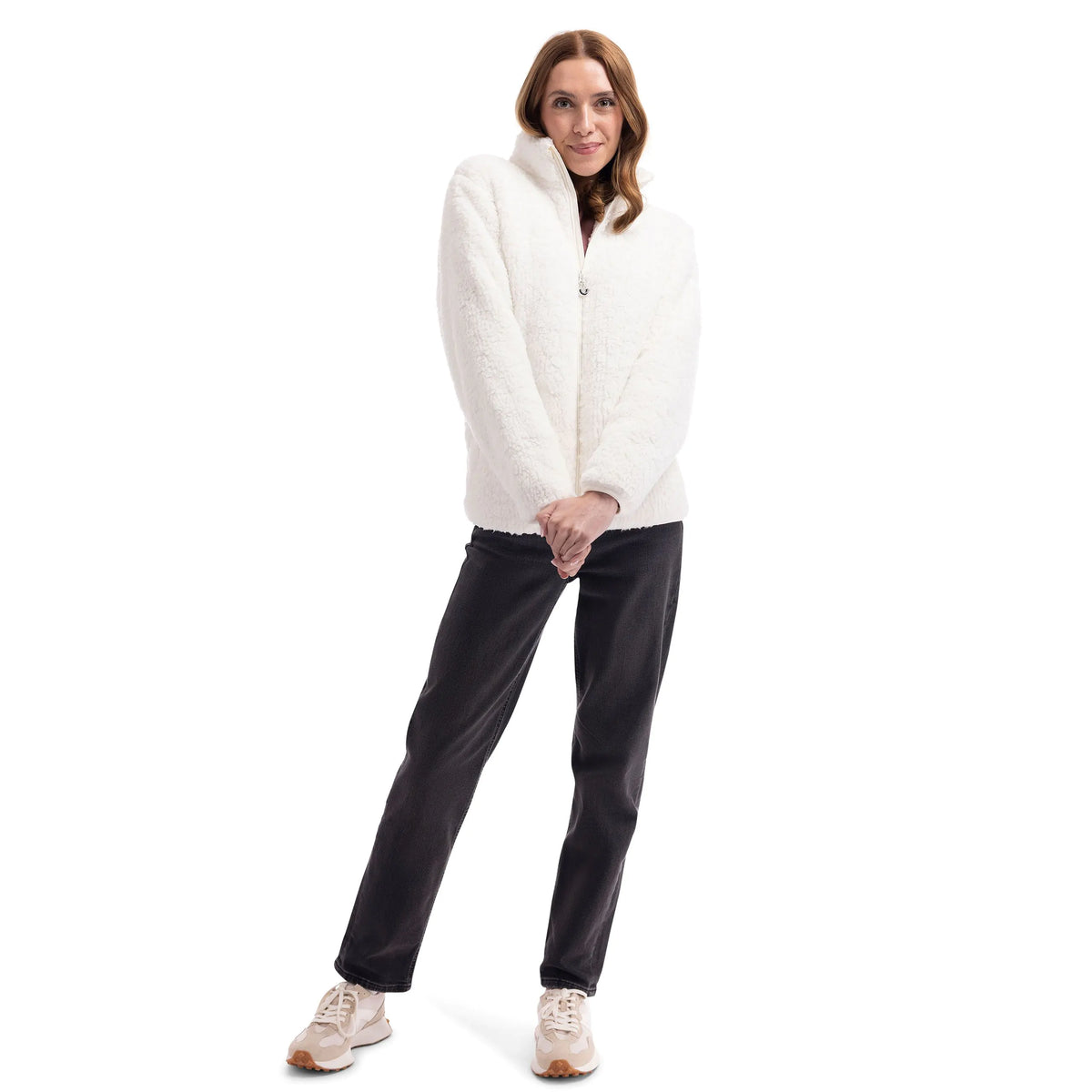 Feathery Women's Full Zip Sherpa Fleece in Ghost