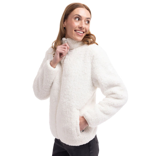 Feathery Women's Full Zip Sherpa Fleece in Ghost