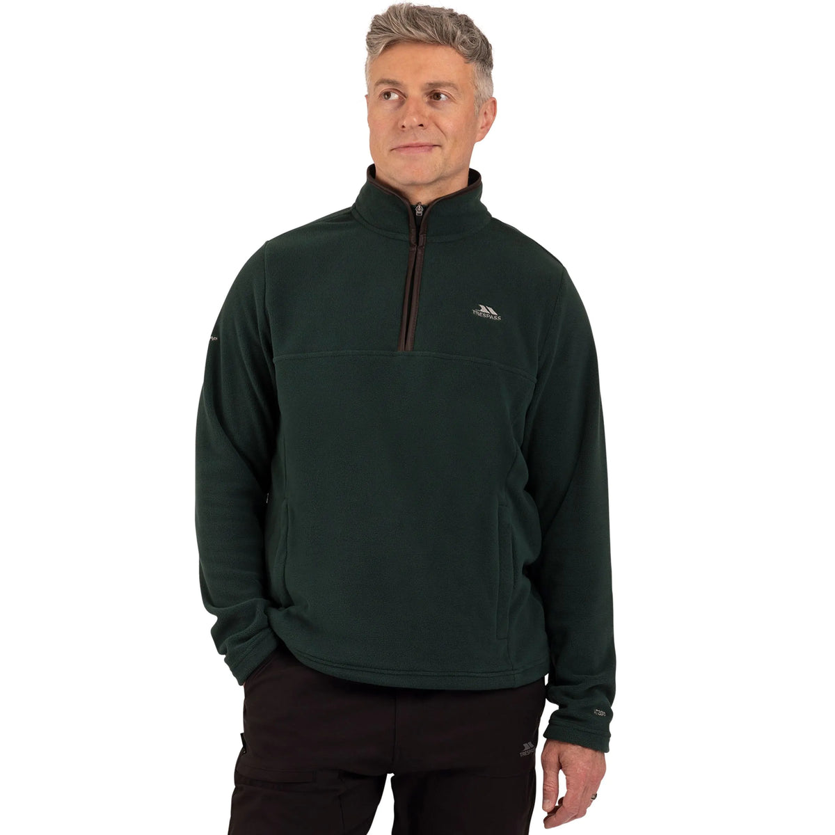 Huntar Men's Warm Quarter Zip Fleece Top in Dark Green