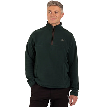 Huntar Men's Warm Quarter Zip Fleece Top in Dark Green