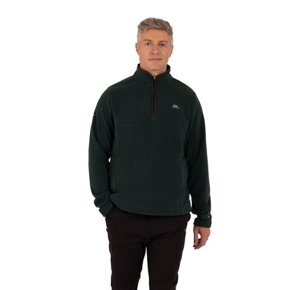 Huntar Men's Warm Quarter Zip Fleece Top in Dark Green