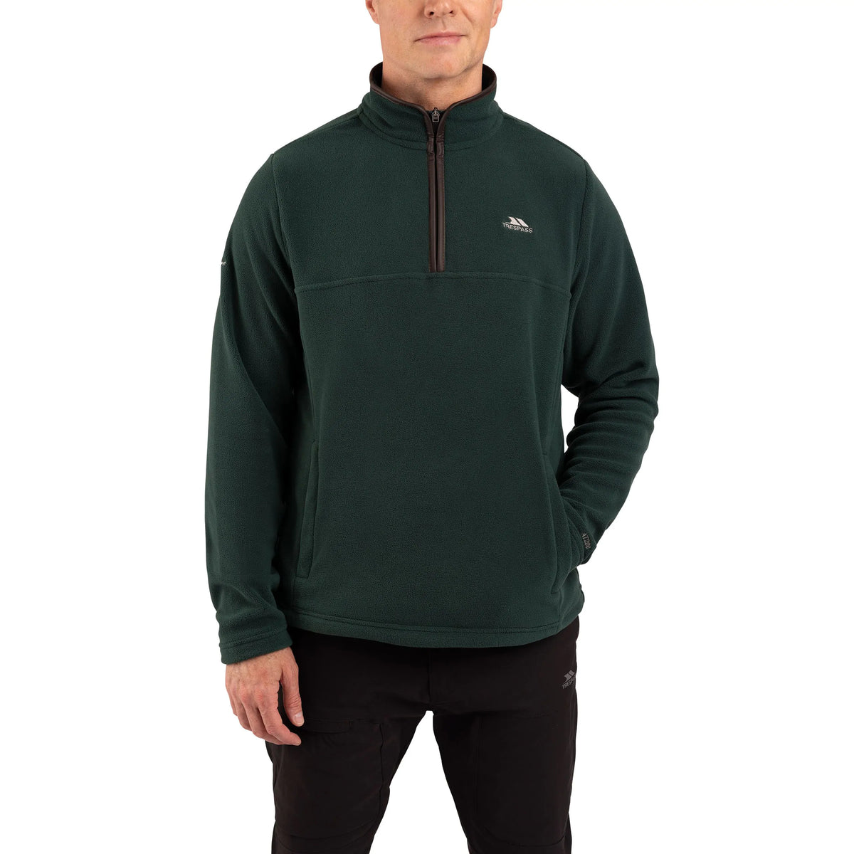 Huntar Men's Warm Quarter Zip Fleece Top in Dark Green